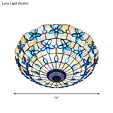 Blue Mediterranean Flush Light With 3/4 Shell Heads - 16’/21’ Width