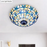 Blue Mediterranean Flush Light With 3/4 Shell Heads - 16’/21’ Width