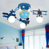 Blue Metal Globe Flush Mount Light For Modern Nursing Room Ceiling Fixture / D