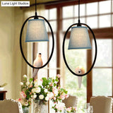 Blue Metal Oval Pendant Light With Pigeon Rustic Style - Ideal For Balcony