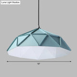 Blue Metal Suspension Light For Modern Dining Room - 1-Light Down Lighting