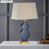 Blue Modernist Pagoda Desk Lamp: 1-Bulb Fabric Night Table Light For Bedroom