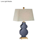 Blue Modernist Pagoda Desk Lamp: 1-Bulb Fabric Night Table Light For Bedroom