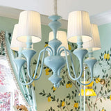 Blue Nordic Style Cylinder Chandelier: Metal Hanging Light For Study Room 5 /