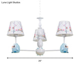 Blue Owl Suspension Light - Cartoon Metal Chandelier For Nursing Room