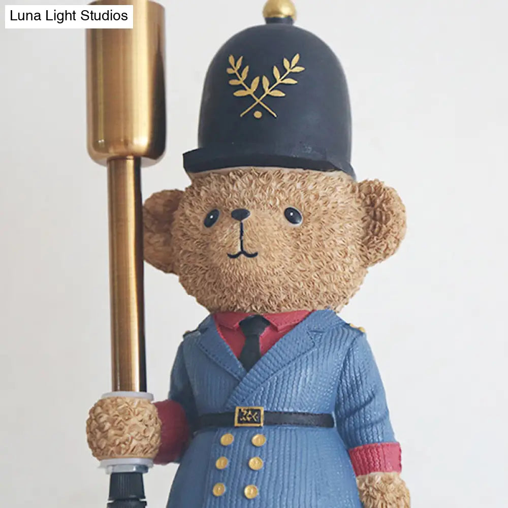 Blue Resin Teddy Bear Wall Light For Kindergarten - Perfect A Soft Lovely Nightlight