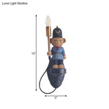 Blue Resin Teddy Bear Wall Light For Kindergarten - Perfect A Soft Lovely Nightlight