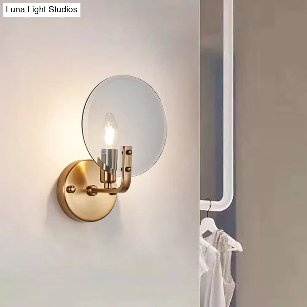 Blue Retro Flake Glass Sconce Light - Gold Right Angled Arm Wall Lighting Fixture