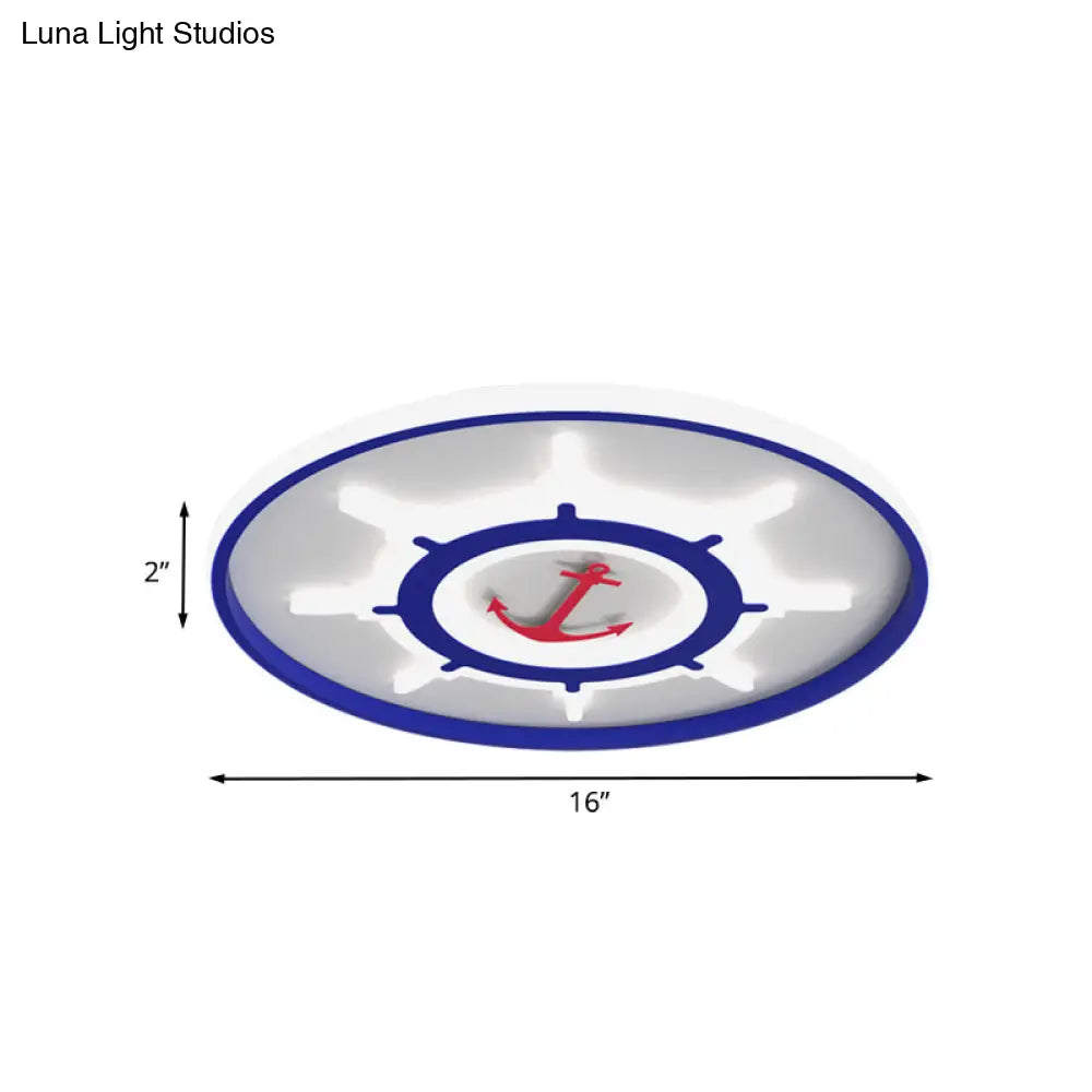 Blue Rudder Led Acrylic Flush Mount Ceiling Light - Mediterranean Style