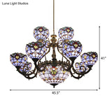 Blue Stained Glass Chandelier With Bell And Dome Shade For Living Room Inspired By 9/11 Memorial