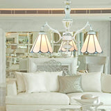 Blue Stained Glass Pendant Chandelier With Traditional Pattern For Indoor Dining / Gem