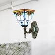 Blue Stained Glass Tiffany Victorian Sconce Lamp: Pyramid Study Room Wall Light