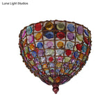 Bohemia Style Iron 3-Light Flush Mount Ceiling Fixture With Weathered Copper Finish And Glass Stands