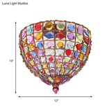 Bohemia Style Iron 3-Light Flush Mount Ceiling Fixture With Weathered Copper Finish And Glass Stands