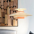 Bookstore Ufo Pendant Light: Creative Metal Hanging Light With Adjustable Cord Wood