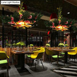 Botanic Green Metal Ceiling Chandelier - Loft Style Hanging Light For Artificial Restaurant