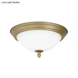 Bowl Shaped Led Ceiling Light In Minimalist Black/Bronze/Dark Coffee Milk Glass Flush Mount Fixture