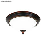Bowl Shaped Led Ceiling Light In Minimalist Black/Bronze/Dark Coffee Milk Glass Flush Mount Fixture