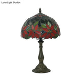 Bowled Beauty: Mediterranean Flower Patterned Desk Lamp In Bronze