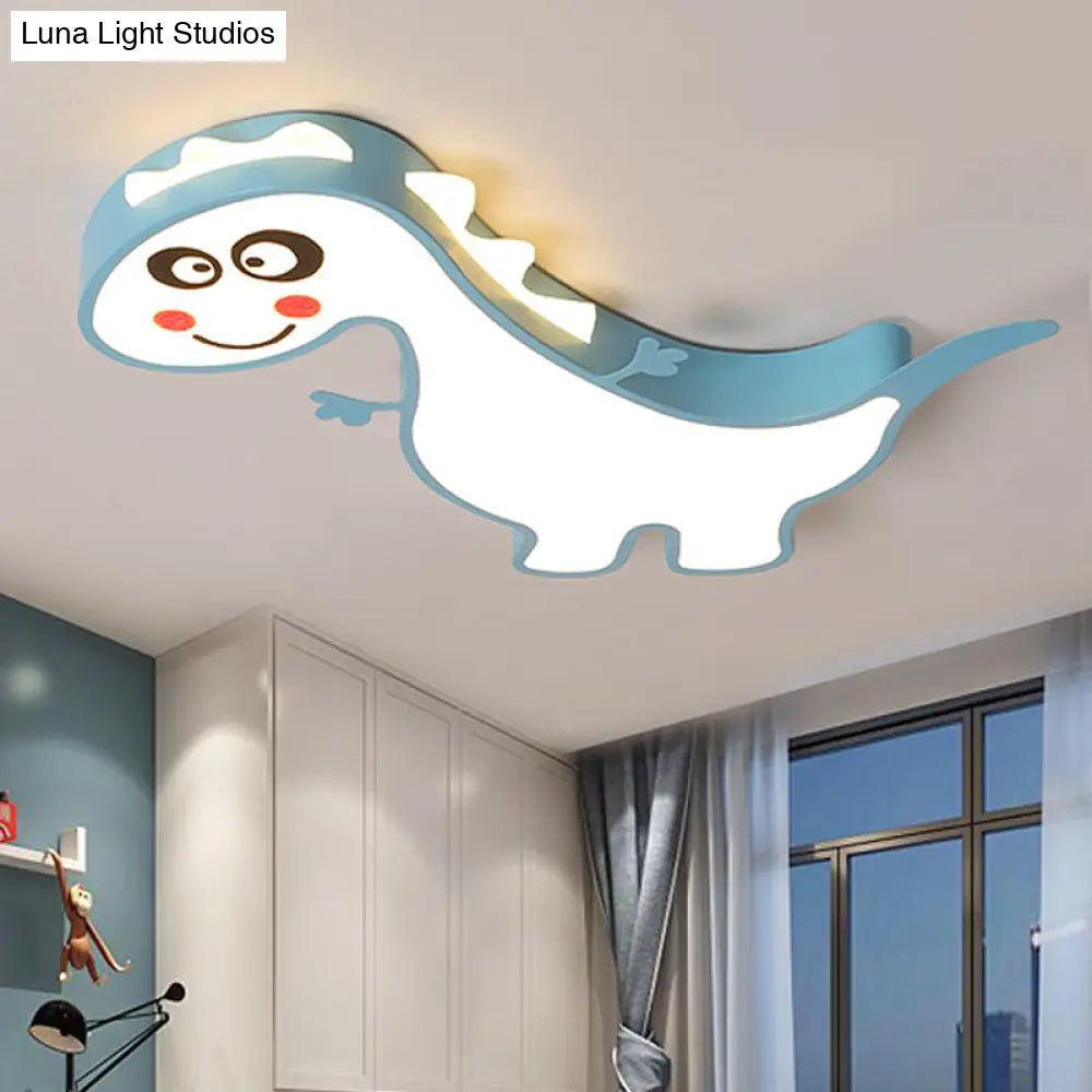Boys Girls Led Ceiling Light: Dancing Dragon Acrylic Cartoon Flush Fixture
