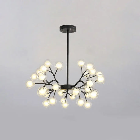 Branch-Like Wireframe Led Chandelier: Modern Metal Hanging Light For Living Room 30 / Black A