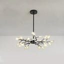Branch-Like Wireframe Led Chandelier: Modern Metal Hanging Light For Living Room 30 / Black B