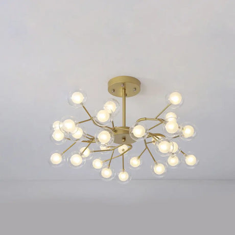 Branch-Like Wireframe Led Chandelier: Modern Metal Hanging Light For Living Room 30 / Gold A