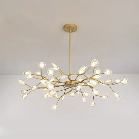 Branch-Like Wireframe Led Chandelier: Modern Metal Hanging Light For Living Room 54 / Gold B