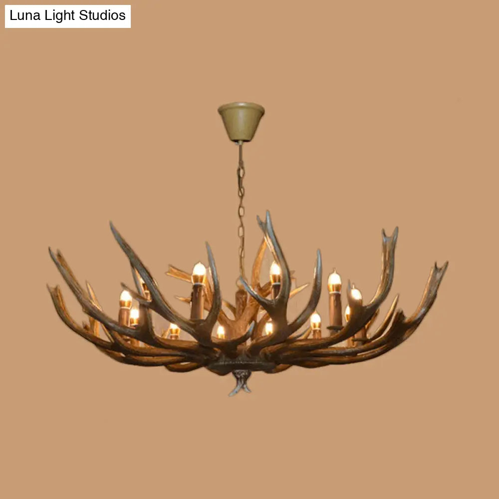 Branch Resin Pendant Chandelier - Cottage Style Hanging Ceiling Light (6/8/12 Heads) Elegant Brown