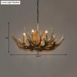 Branch Resin Pendant Chandelier - Cottage Style Hanging Ceiling Light (6/8/12 Heads) Elegant Brown