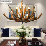 Branch Resin Pendant Chandelier - Cottage Style Hanging Ceiling Light (6/8/12 Heads) Elegant Brown