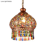 Brass 3-Head Metal Dome Chandelier Pendant For Corridors