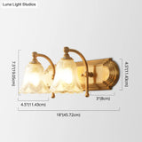 Brass Armed Wall Sconce With Ribbed Glass Shade For Bathroom Decoration