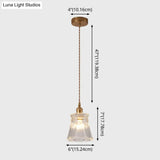 Brass Bedside Pendant Lamp With Clear Glass Shade