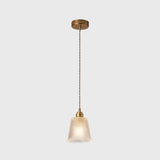 Brass Bedside Pendant Lamp With Clear Glass Shade / Cone