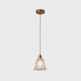 Brass Bedside Pendant Lamp With Clear Glass Shade / Flower
