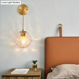 Brass Bedside Wall Sconce Light With Water Glass Shade - Simplicity At Its Finest!