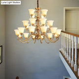 Brass Chandelier Pendant Light With Traditional Flared Design