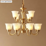 Brass Chandelier Pendant Light With Traditional Flared Design