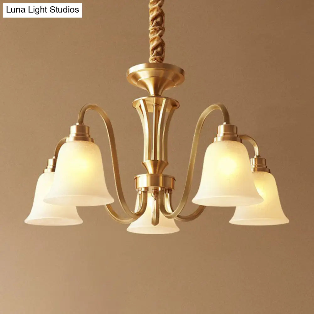 Brass Chandelier Pendant Light With Traditional Flared Design