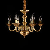 Brass Colonial Candle Chandelier Pendant Light With Curved Hemp Rope Arm - 3/5/6 Lights 6 /