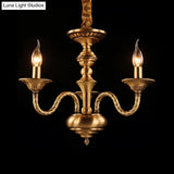 Brass Colonial Candle Chandelier Pendant Light With Curved Hemp Rope Arm - 3/5/6 Lights
