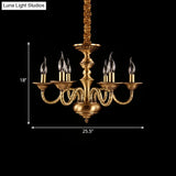 Brass Colonial Candle Chandelier Pendant Light With Curved Hemp Rope Arm - 3/5/6 Lights