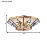 Brass Conical Flush Mount Lamp With Frosted Glass For Bedroom - 4 Heads 16’/19.5’ Size