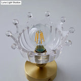 Brass Crown 1 Light Ceiling With Clear Stripes Glass Shade - Contemporary Aisle Lighting Fixture