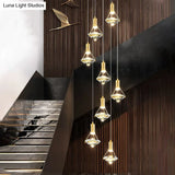 Brass Crystal Pendant Light With Led Modern Diamond Ceiling Lighting For Bedroom