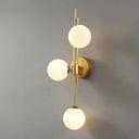 Brass Designer Ball Wall Light Sconce With 3-Head Glass For Bedroom White