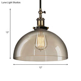 Brass Dome Pendant Ceiling Light With Clear Glass And 1 - Perfect For Dining Room