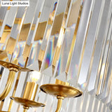 Brass Drum Pendant Chandelier With Faceted Crystal - 3 Bulbs Ceiling Hanging Light