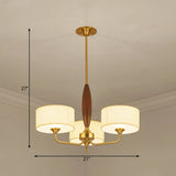 Brass Fabric Drum Chandelier: Minimalist Pendant Light For Living Room 3 /